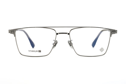 Chrome Hearts-Style Double Bridge Titanium Glasses Square Eyeglasses Lightweight Full Rim Prescription Frame CH5401