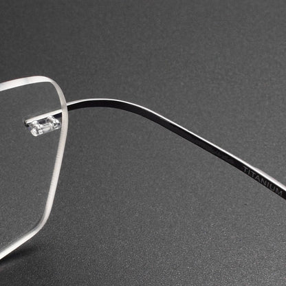 Screwless Pure Titanium Rimless Glasses for Men & Women | Ultra-Light Flexible Prescription Optical Frame XW1818