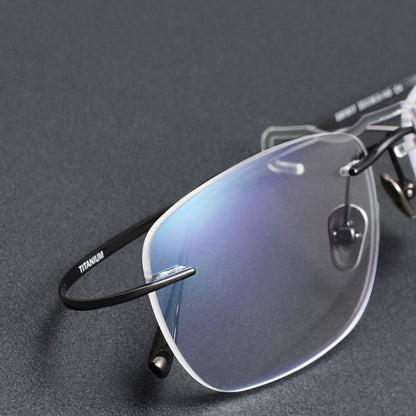 Luxury Pure Titanium Rimless Glasses | Screwless Ultra-Light Gold Optical Frame for Men & Women XW1817