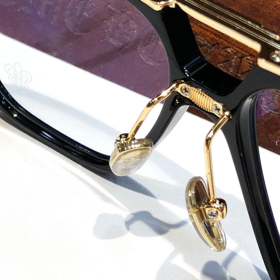 Chrome Hearts-Style Square Aviator Acetate Glasses 57mm Double Bridge Navigator Optical Frame CH8182