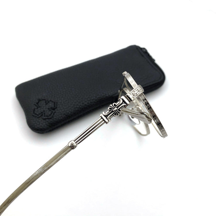 限量版 Chrome Hearts 风格飞行员眼镜 – 超大全框双梁眼镜，饰有复古雕刻细节 CH8077 