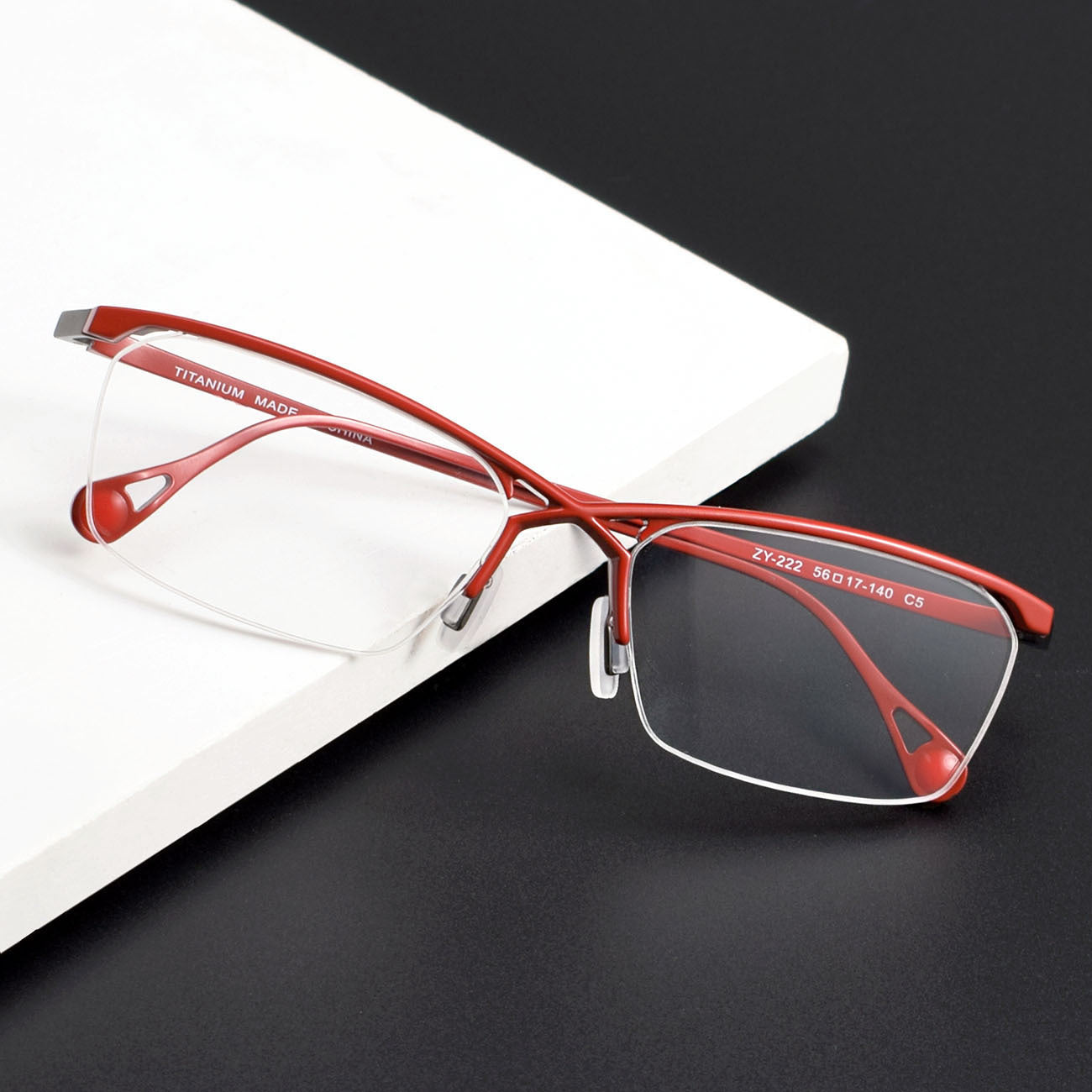 ZY-222 Okuyama Same Style Titanium Semi-Rimless Glasses – Lightweight Business Eyewear with Hollow Design, Half Frame Prescription Ready