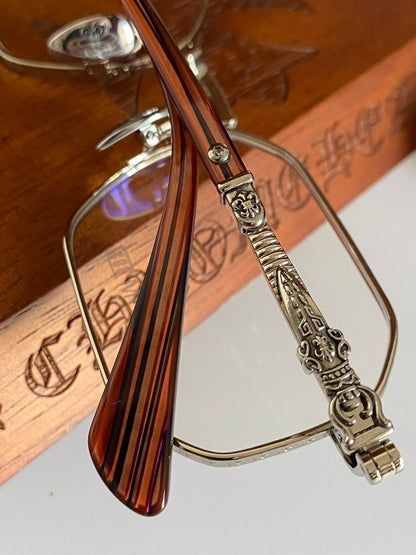 Chrome Hearts-Style Full Rim Titanium Glasses Polygon Eyeglasses Lightweight Designer Optical Frame Prescription Glasses CH8303