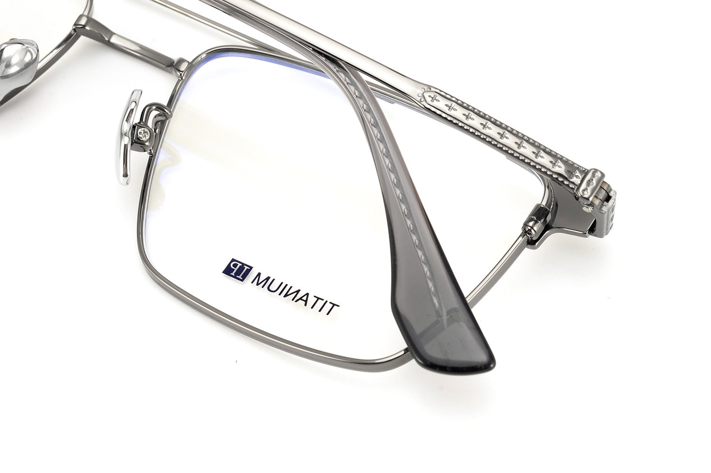 Chrome Hearts-Style Double Bridge Titanium Glasses Square Eyeglasses Lightweight Full Rim Prescription Frame CH5401