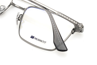 Chrome Hearts-Style Double Bridge Titanium Glasses Square Eyeglasses Lightweight Full Rim Prescription Frame CH5401
