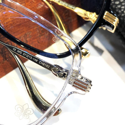 Chrome Hearts-Style Square Aviator Acetate Glasses 57mm Double Bridge Navigator Optical Frame CH8182