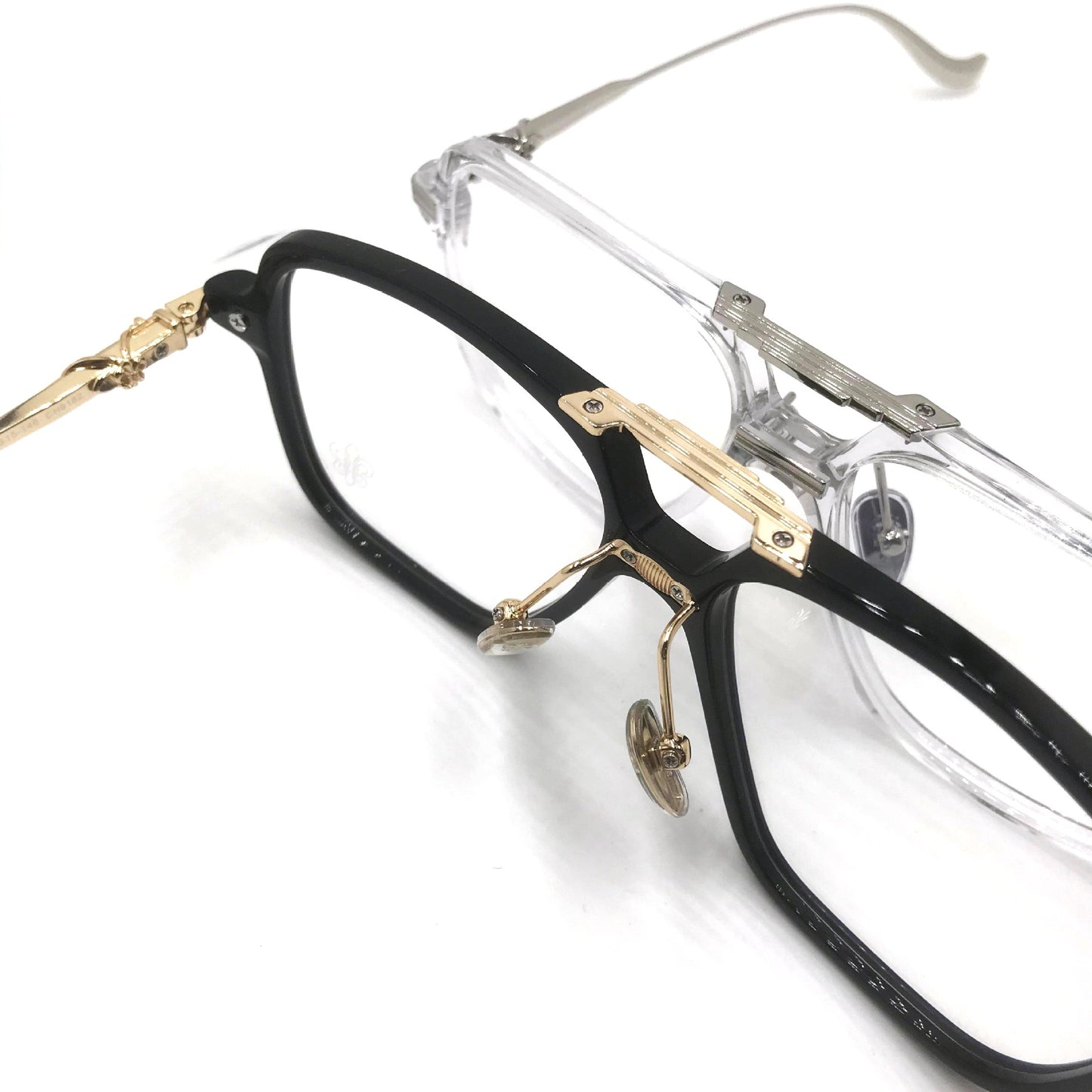 Chrome Hearts-Style Square Aviator Acetate Glasses 57mm Double Bridge Navigator Optical Frame CH8182