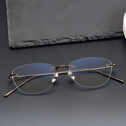 Women's Rimless Cat Eye Glasses | Ultra-Light Pure Titanium Minimalist Prescription Frame ZY52018