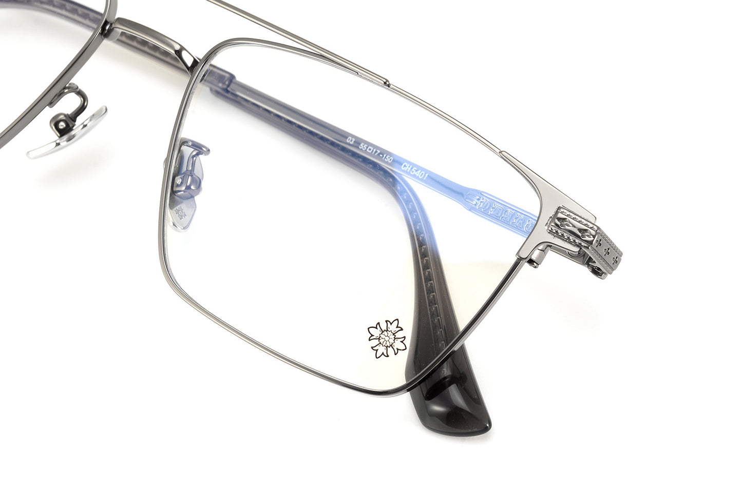 Chrome Hearts-Style Double Bridge Titanium Glasses Square Eyeglasses Lightweight Full Rim Prescription Frame CH5401