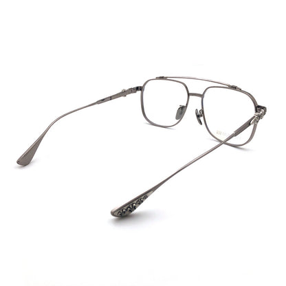 Chrome Hearts-Style Pure Titanium Aviator Glasses 54mm Double Bridge Navigator Frame with Fleur-de-Lis & Dagger Details CH8032