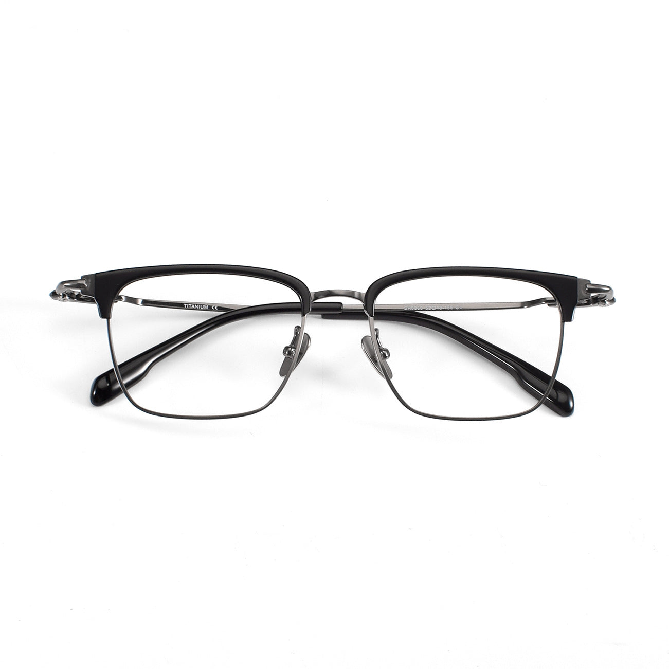 Wide Fit Browline Glasses for Men | Lightweight Titanium Square Acetate Frame for Large Heads SH0060