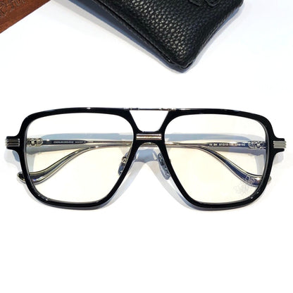 Chrome Hearts-Style Square Aviator Acetate Glasses 57mm Double Bridge Navigator Optical Frame CH8182