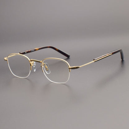 GMS-112 Titanium Semi-Rimless Square Glasses – MASUNAGA Same Style Japanese Small Frame