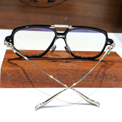Chrome Hearts-Style Square Aviator Acetate Glasses 57mm Double Bridge Navigator Optical Frame CH8182