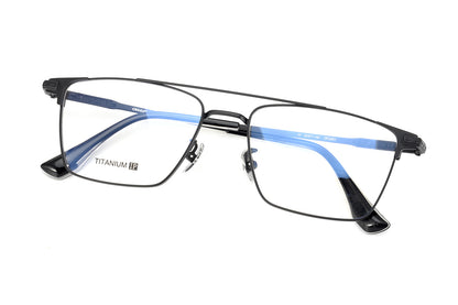 Chrome Hearts-Style Double Bridge Titanium Glasses Square Eyeglasses Lightweight Full Rim Prescription Frame CH5401