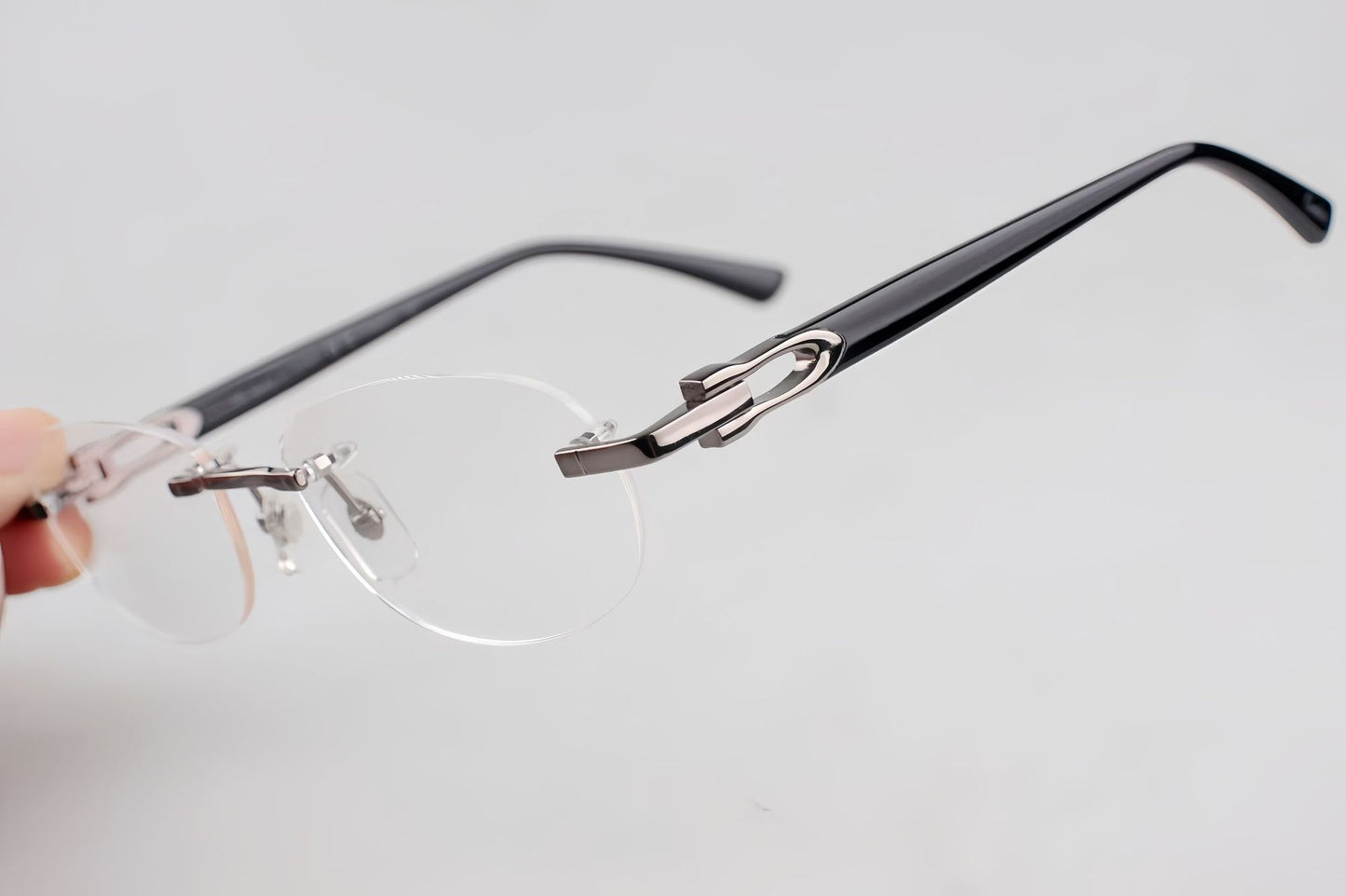 Cartier-Style Pure Titanium Oval Rimless Glasses Designer Vintage Optical Frame for Men & Women – CT0455OJ