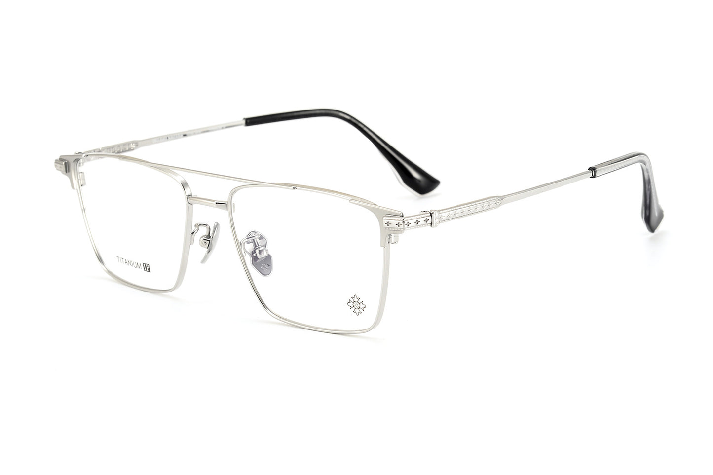 Chrome Hearts-Style Double Bridge Titanium Glasses Square Eyeglasses Lightweight Full Rim Prescription Frame CH5401