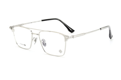 Chrome Hearts-Style Double Bridge Titanium Glasses Square Eyeglasses Lightweight Full Rim Prescription Frame CH5401
