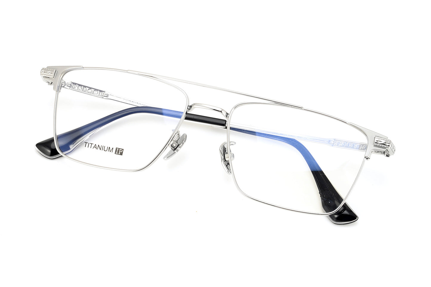 Chrome Hearts-Style Double Bridge Titanium Glasses Square Eyeglasses Lightweight Full Rim Prescription Frame CH5401