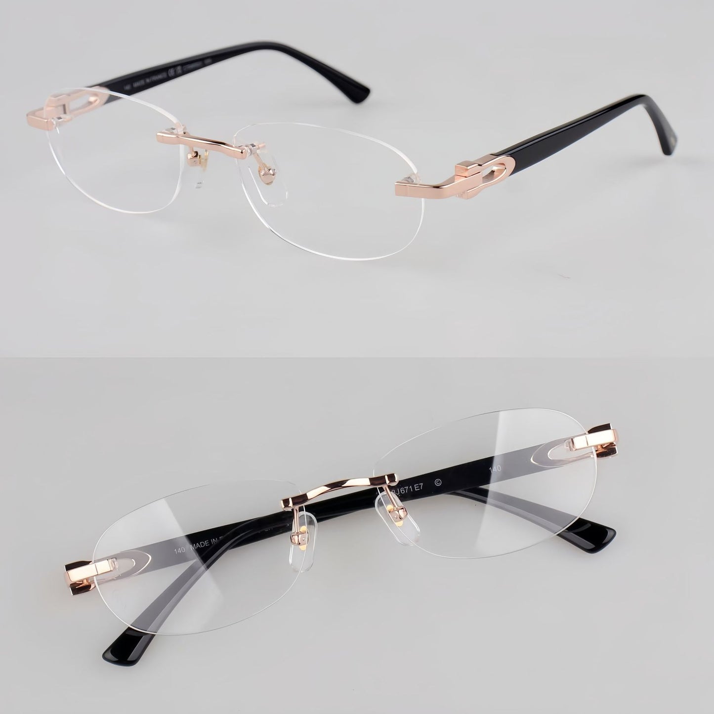 Cartier-Style Pure Titanium Oval Rimless Glasses Designer Vintage Optical Frame for Men & Women – CT0455OJ