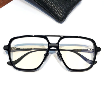 Chrome Hearts-Style Square Aviator Acetate Glasses 57mm Double Bridge Navigator Optical Frame CH8182