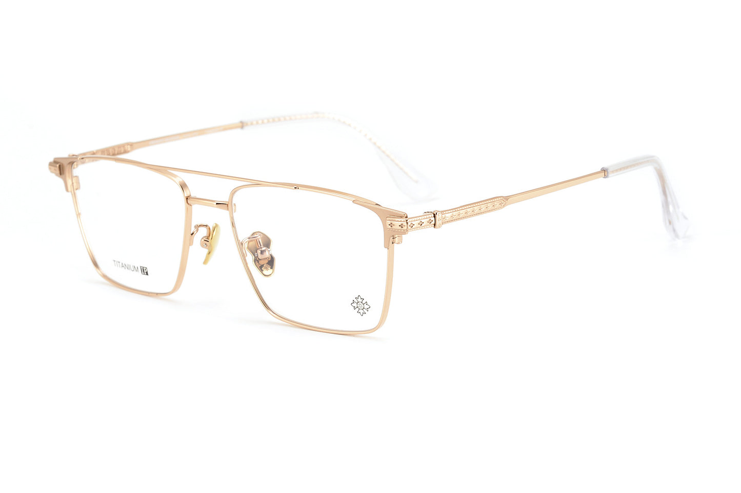Chrome Hearts-Style Double Bridge Titanium Glasses Square Eyeglasses Lightweight Full Rim Prescription Frame CH5401