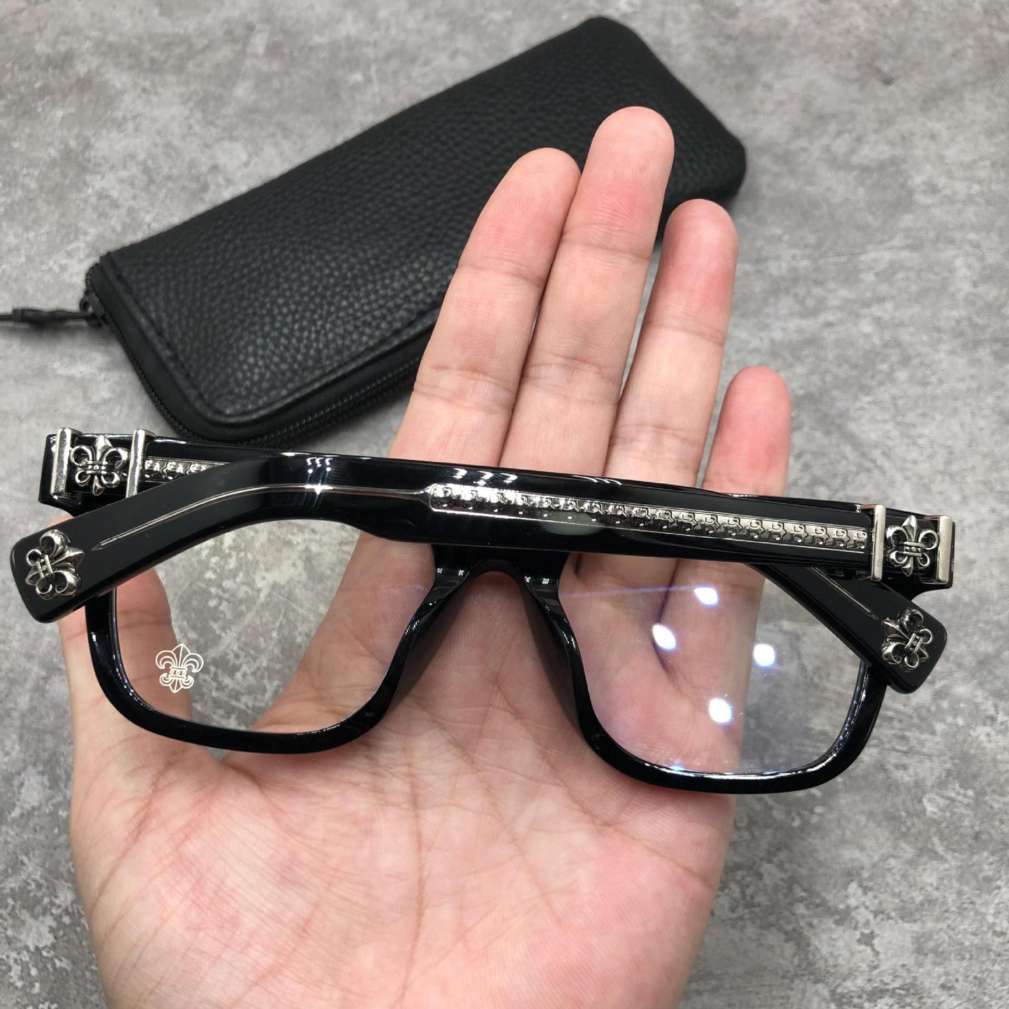 Chrome Hearts-Style Oversized Square Acetate Eyeglasses – Designer Full Rim Gothic Cross Optical Frame AMBIDXTROUS