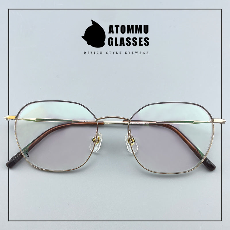 Ultra-Light Titanium Women’s Eyeglasses | Pure Titanium Geometric Full-Rim Frame | Designer Lightweight Optical Glasses for High Prescription - EO-6787