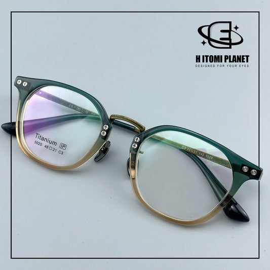 Vintage Small Frame Acetate Glasses with Titanium Temples | Retro Round Optical Eyeglass Frame for High Prescription EO-5020