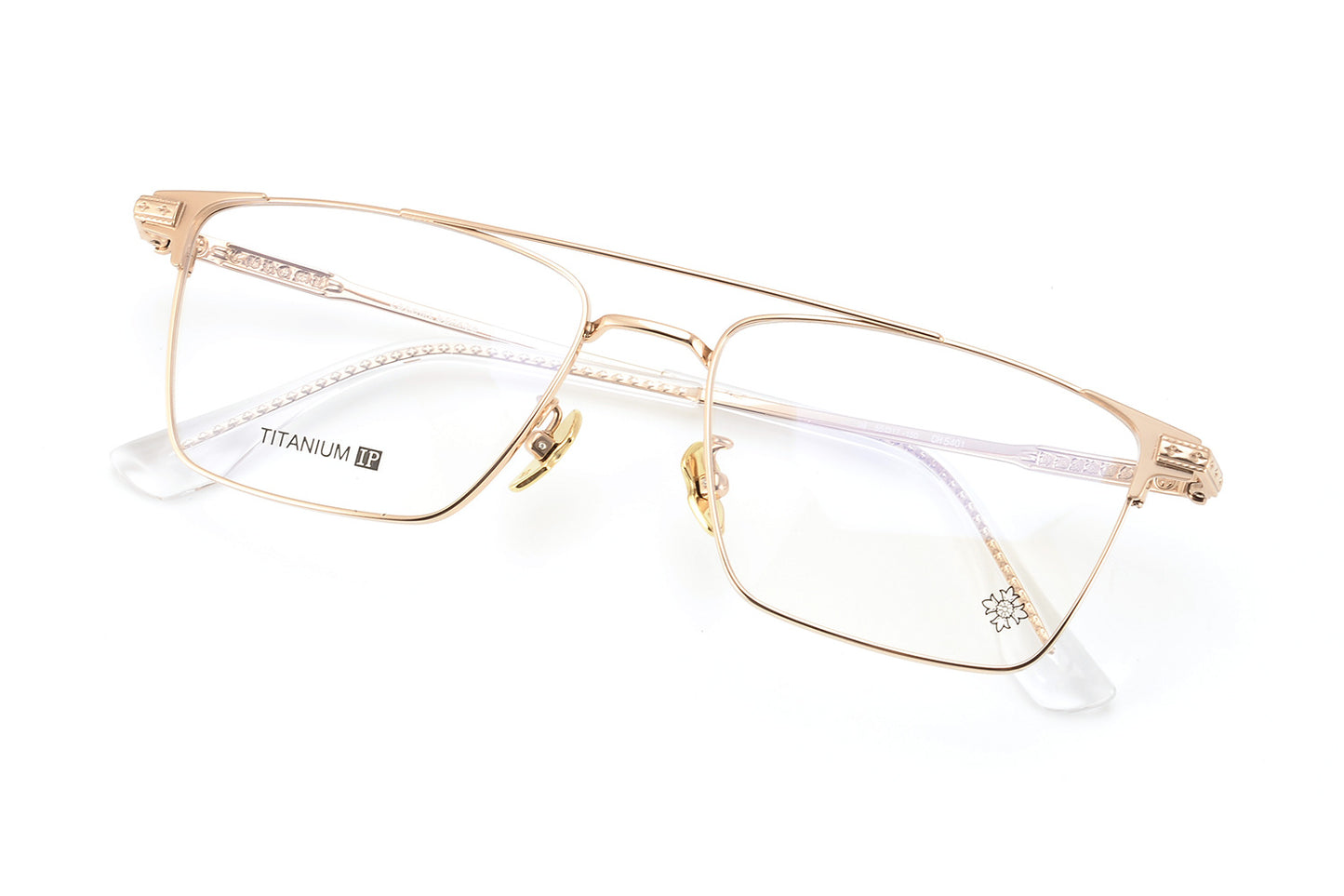 Chrome Hearts-Style Double Bridge Titanium Glasses Square Eyeglasses Lightweight Full Rim Prescription Frame CH5401