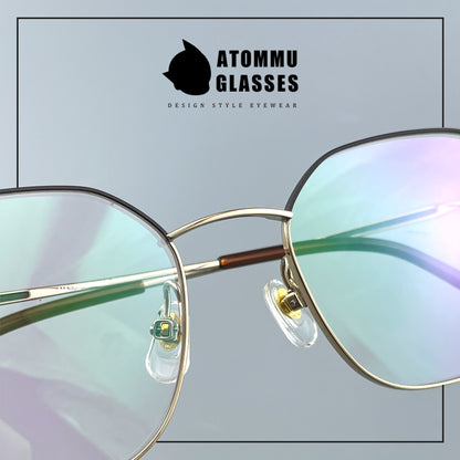 Ultra-Light Titanium Women’s Eyeglasses | Pure Titanium Geometric Full-Rim Frame | Designer Lightweight Optical Glasses for High Prescription - EO-6787