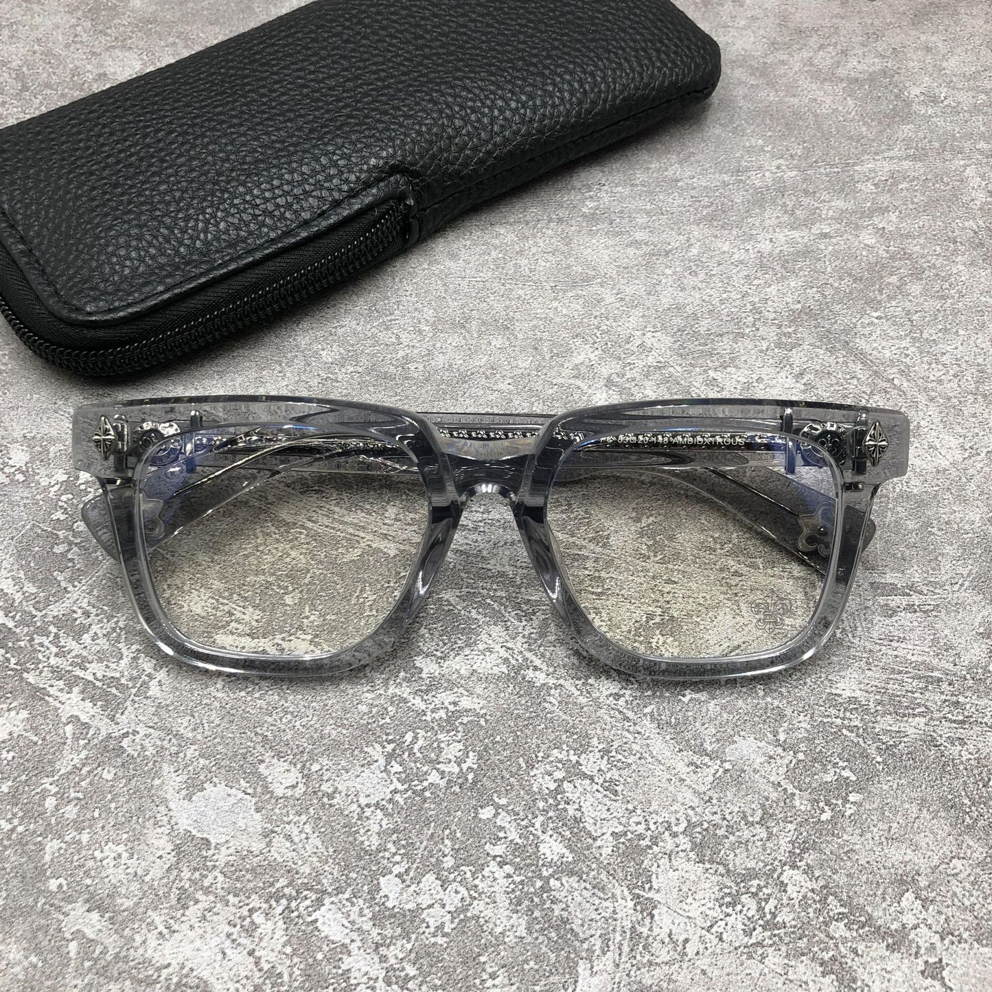 Chrome Hearts-Style Oversized Square Acetate Eyeglasses – Designer Full Rim Gothic Cross Optical Frame AMBIDXTROUS