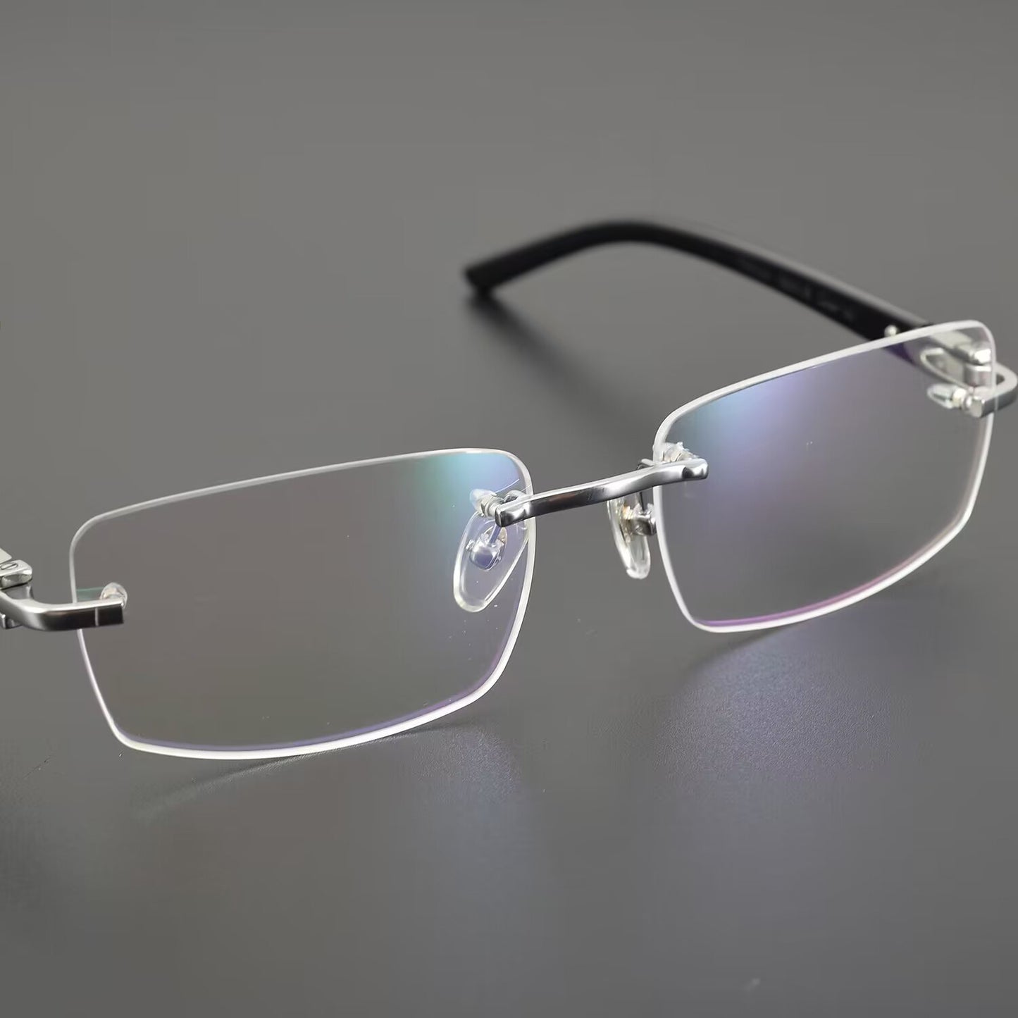 Cartier-Style Pure Titanium Rimless Glasses with Acetate Temples Business Prescription Optical Frame – CT0287O