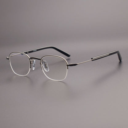 GMS-112 Titanium Semi-Rimless Square Glasses – MASUNAGA Same Style Japanese Small Frame
