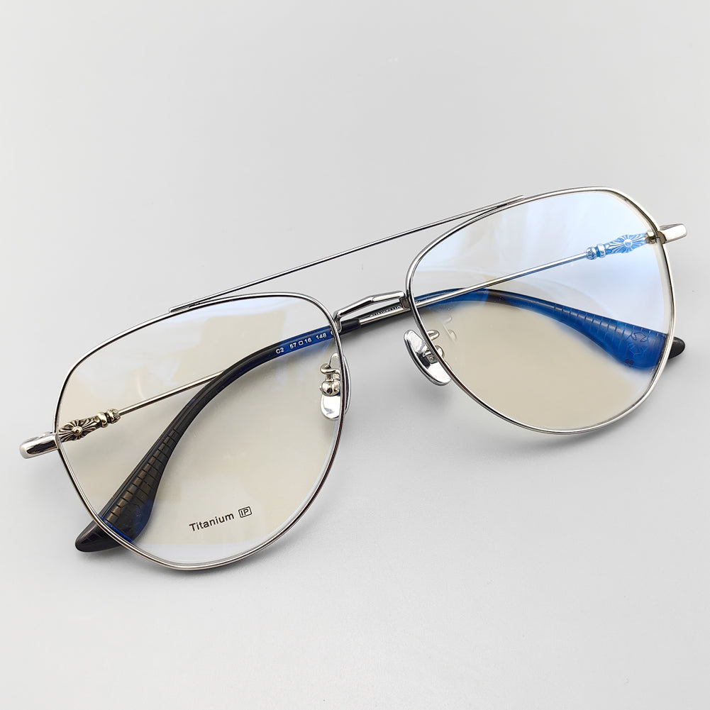 Retro Pilot Optical Eyeglass Frames - Vintage Style with Unique Cross Logo Design - EO-685