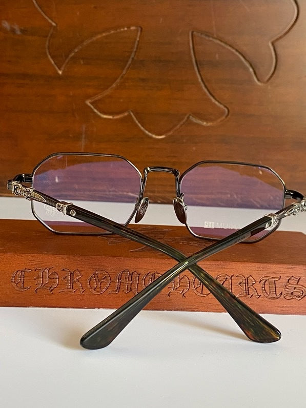 Chrome Hearts-Style Full Rim Titanium Glasses Polygon Eyeglasses Lightweight Designer Optical Frame Prescription Glasses CH8303