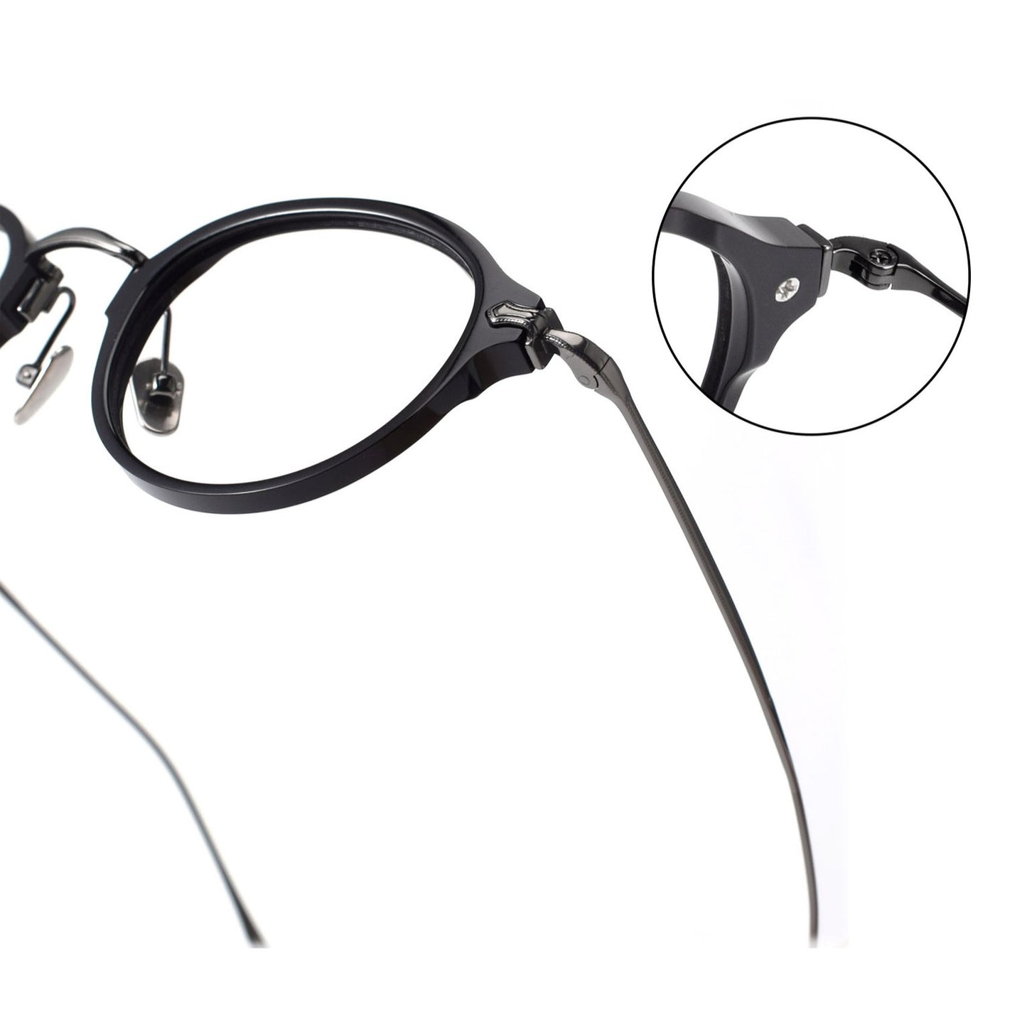 KameManNen Style KMN182 Round Titanium Eyeglasses | Japanese Retro Small Frame Acetate & Pure Titanium Glasses | High Prescription Full Rim Eyewear for Men & Women