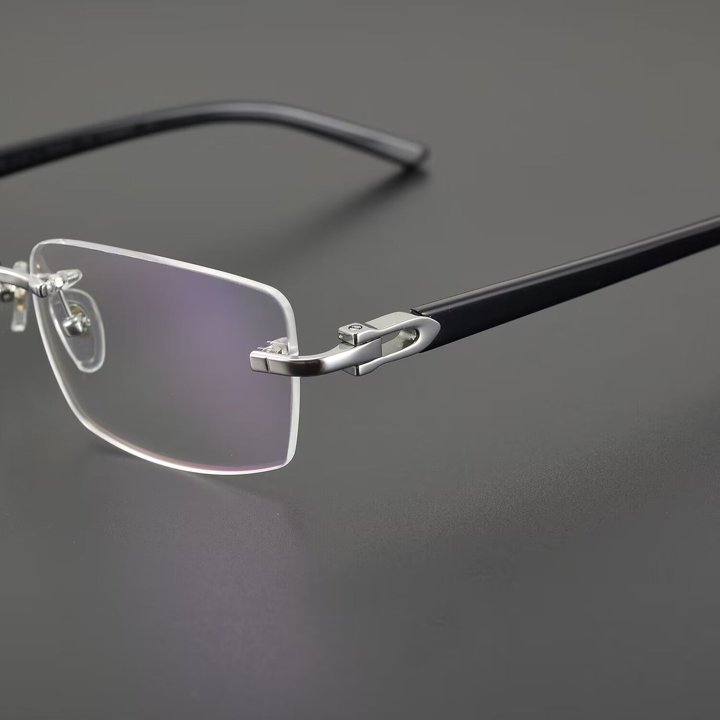 Cartier-Style Pure Titanium Rimless Glasses with Acetate Temples Business Prescription Optical Frame – CT0287O