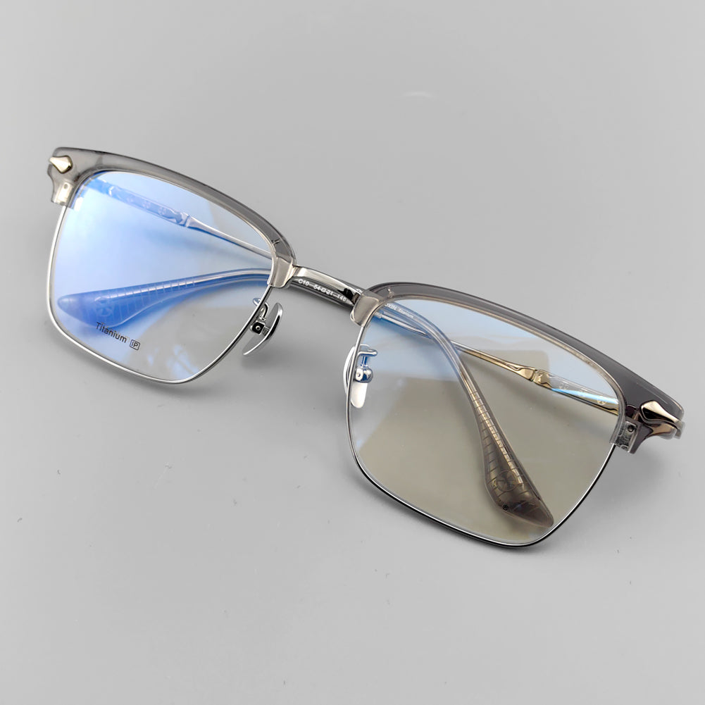 Classic Browline Titanium Eyeglasses - Customizable Lenses for Personalized Vision - EO-511