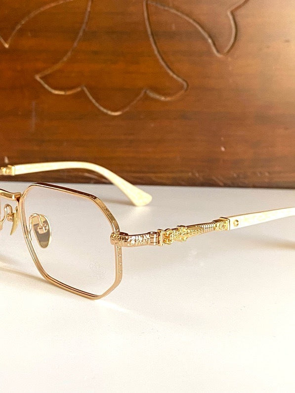 Chrome Hearts-Style Full Rim Titanium Glasses Polygon Eyeglasses Lightweight Designer Optical Frame Prescription Glasses CH8303