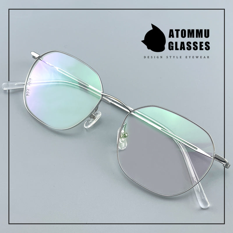 Ultra-Light Titanium Women’s Eyeglasses | Pure Titanium Geometric Full-Rim Frame | Designer Lightweight Optical Glasses for High Prescription - EO-6787