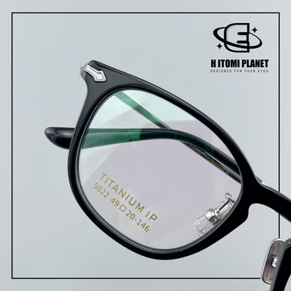 Vintage Panto Titanium & Acetate Eyeglasses | Designer Pear Shape Optical Frame for High Prescription Lenses EO-5022