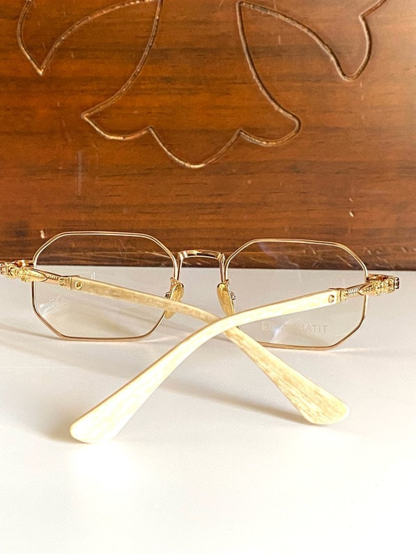 Chrome Hearts-Style Full Rim Titanium Glasses Polygon Eyeglasses Lightweight Designer Optical Frame Prescription Glasses CH8303