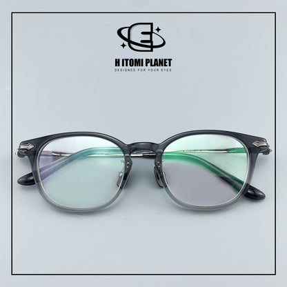 Vintage Panto Titanium & Acetate Eyeglasses | Designer Pear Shape Optical Frame for High Prescription Lenses EO-5022