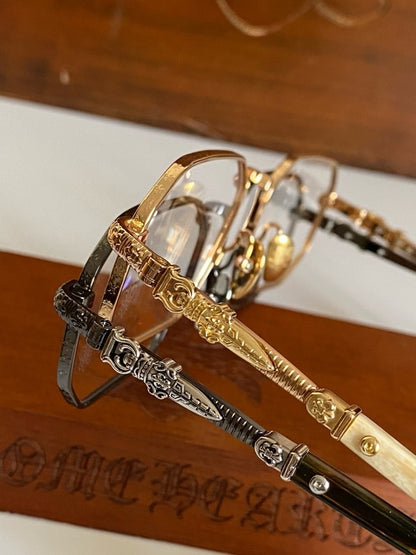 Chrome Hearts-Style Full Rim Titanium Glasses Polygon Eyeglasses Lightweight Designer Optical Frame Prescription Glasses CH8303