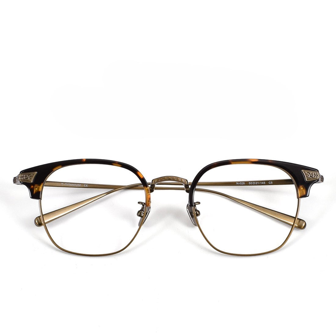 Naito Kumahachi Inspired Pure Titanium Browline Glasses with Acetate Top Frame – Vintage Retro Eyewear N028