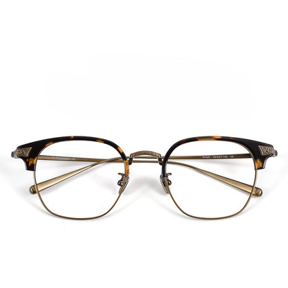 Naito Kumahachi Inspired Pure Titanium Browline Glasses with Acetate Top Frame – Vintage Retro Eyewear N028