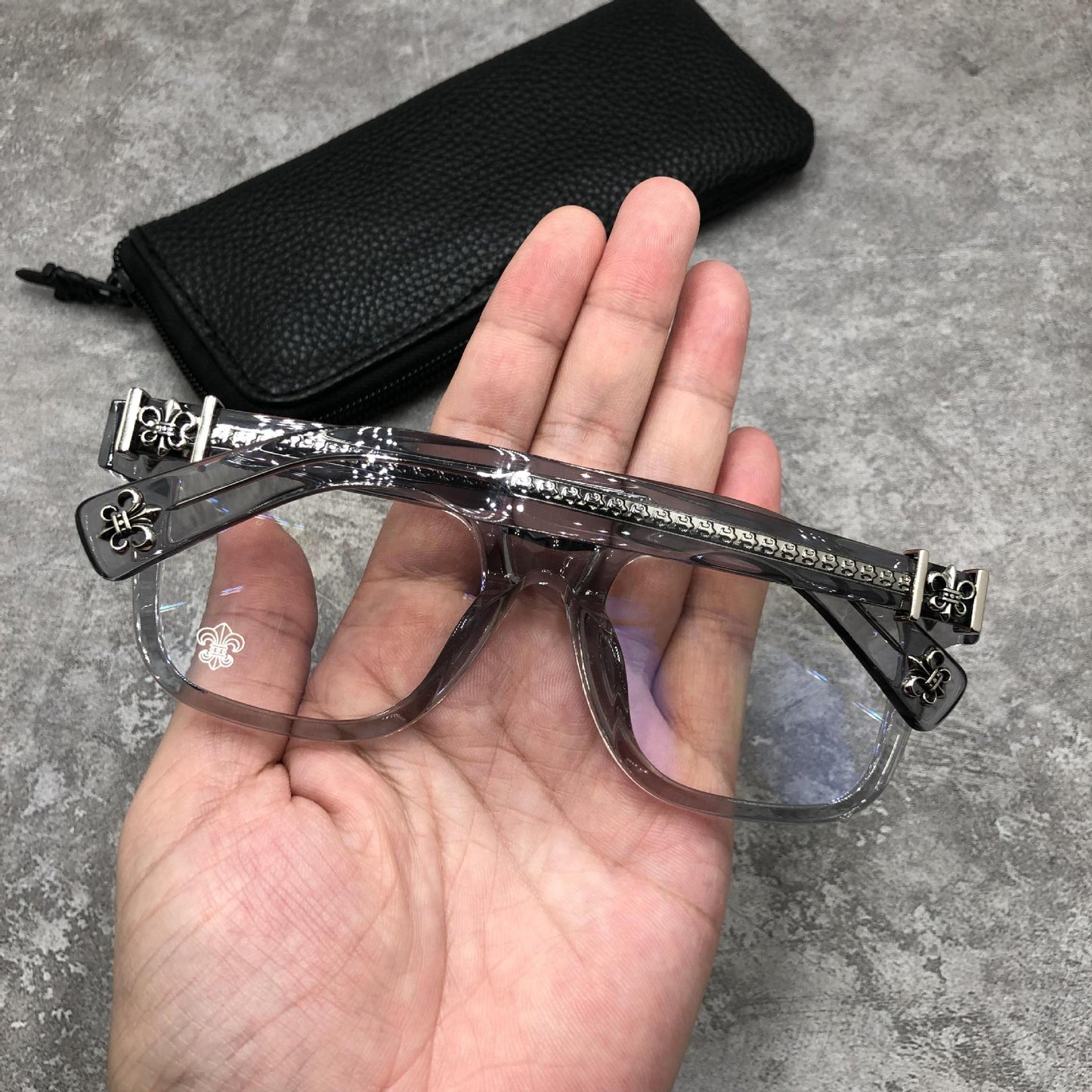 Chrome Hearts-Style Oversized Square Acetate Eyeglasses – Designer Full Rim Gothic Cross Optical Frame AMBIDXTROUS