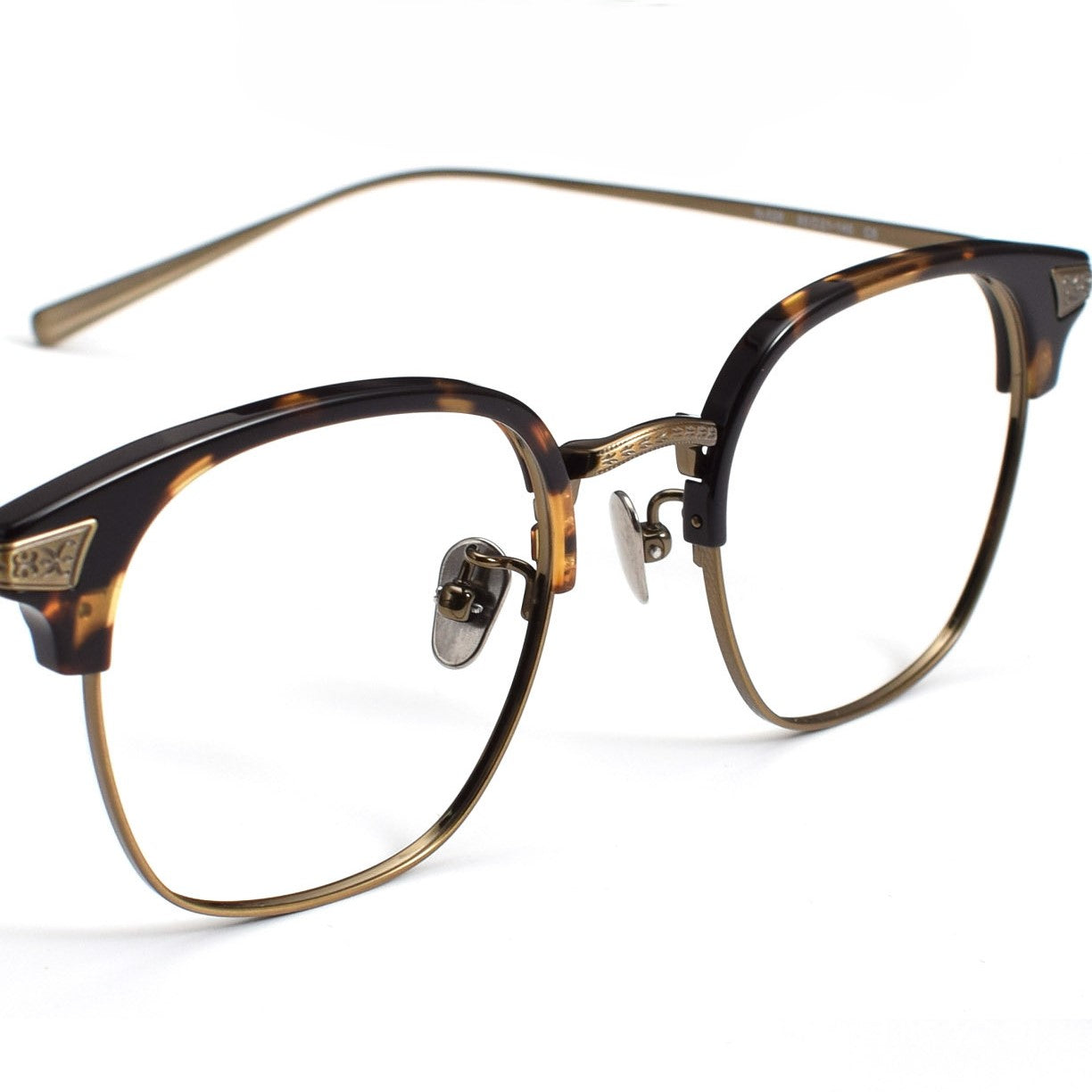 Naito Kumahachi Inspired Pure Titanium Browline Glasses with Acetate Top Frame – Vintage Retro Eyewear N028