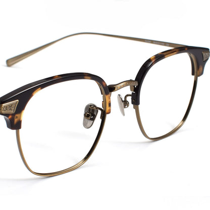 Naito Kumahachi Inspired Pure Titanium Browline Glasses with Acetate Top Frame – Vintage Retro Eyewear N028